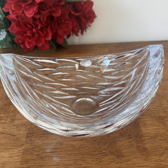 Vintage Rogaska Crystal Art Glass Bowl Hand Cut Slovenia Modern‎ Wavy Design - Picture 2 of 6